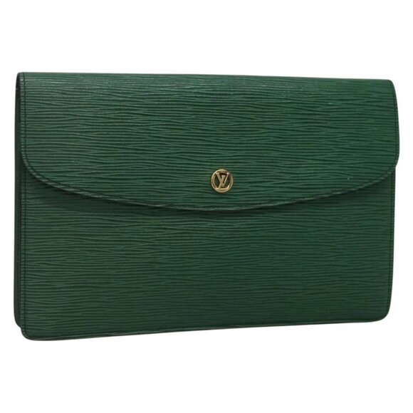 LOUIS VUITTON Epi Montaigne 27 Clutch Bag Green M52654 LV Auth 138423 - Picture 1 of 16